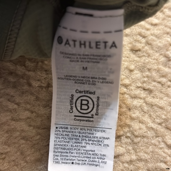 Athleta Allyson Felix Legend V-Neck Bra Eucalyptus Olive Heather - Picture 4 of 4